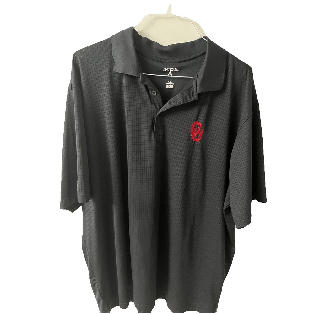 Oklahoma University Sooners OU Football Antigua Black Polo Men's Size XXL